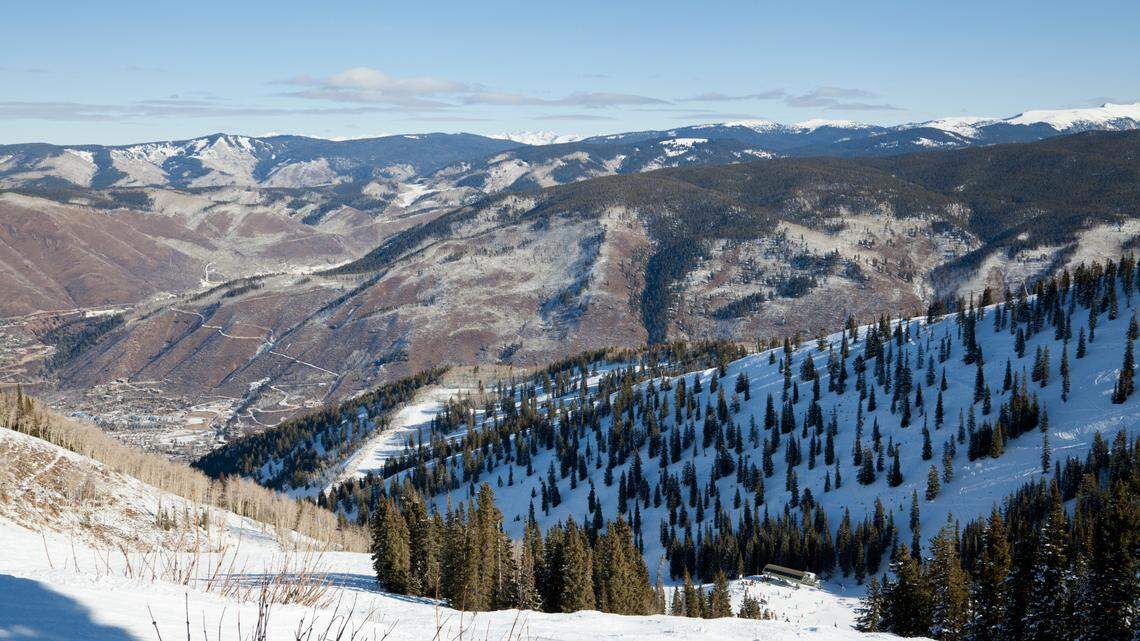 A view of Bell Mountain on Ajax Mountain at Aspen Ski Area.