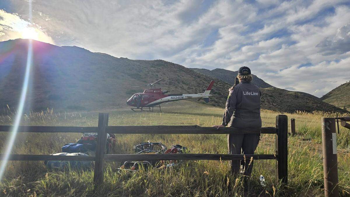 Rescuers helped a hiker who fell and slid nearly 100 feet down a rock face on a Colorado mountain.