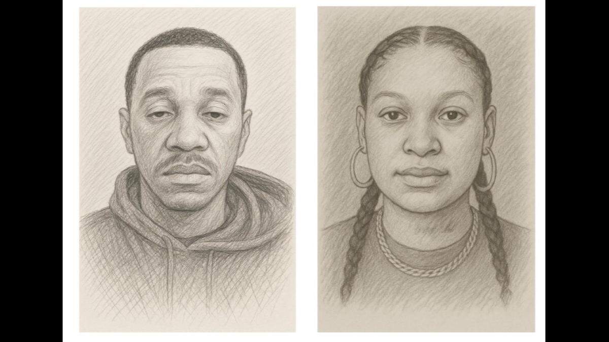Police released sketches of two people possibly connected to Iran Moreno’s slaying in an effort to close the case.