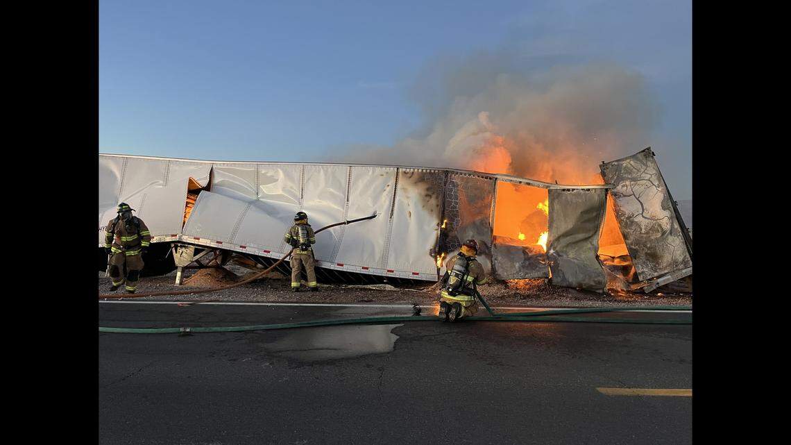 A truck caught fire in Death Valley National Park as it made its descent down Daylight Pass and Mud Canyon Road, rangers say.