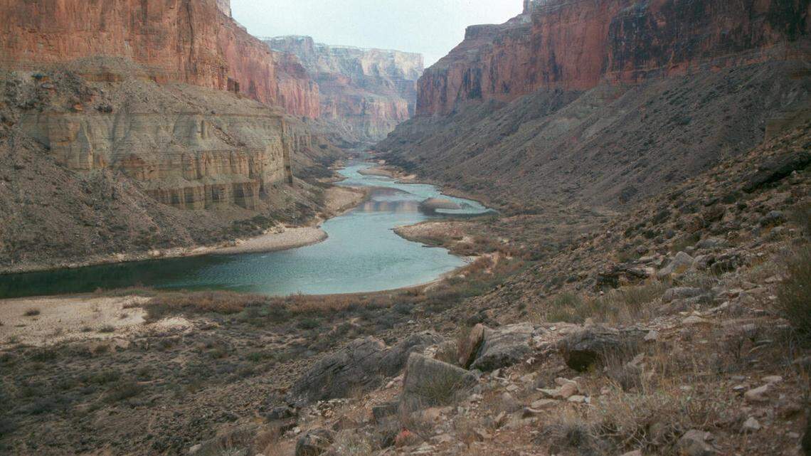 This photo shows the Colorado River at mile 52.8 in the Grand Canyon. A missing boater was found dead in the water.