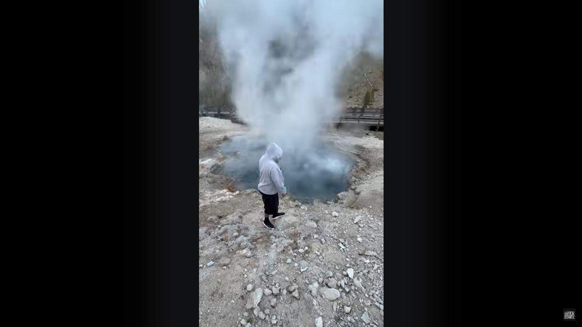 A rapper posted a video of himself standing at the edge of a boiling hot spring in Yellowstone National Park.