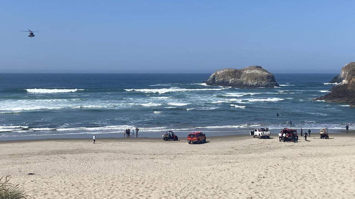 Six people were rescued by lifeguards in Oregon after being swept out by a rip current, officials said.