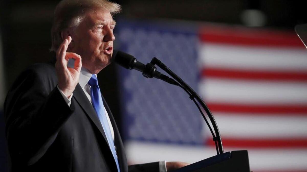 President Donald Trump speaks at Fort Myer in Arlington Va., on Monday about a strategy he believes will best position the U.S. to eventually declare victory in Afghanistan.