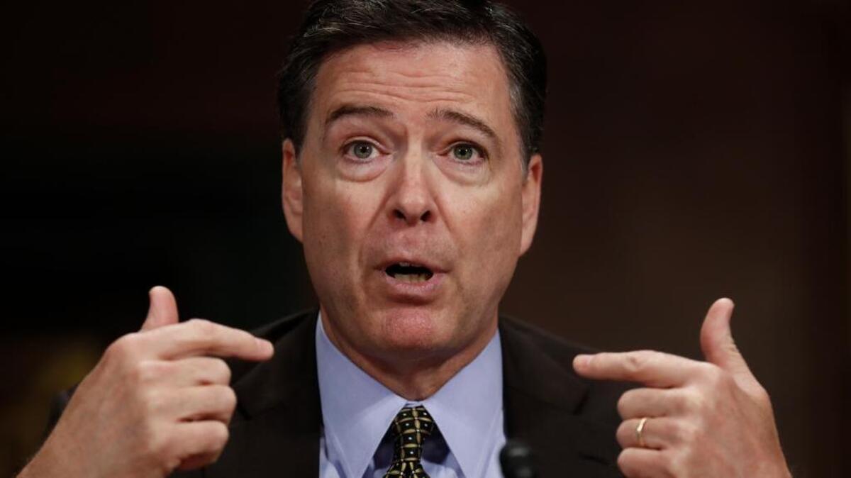 FBI Director James Comey testifies on Capitol Hill in Washington on May 3. Comey was fired Tuesday by President Donald Trump. Comey was investigating whether Trump’s campaign had ties to Russia’s election meddling.