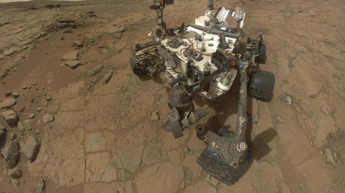 An undated composite photo of the Mars rover Curiosity, taken by the rover, on the planet Mars. Curiosity observed record levels of radiation after a solar event Sept. 11, 2017 sparked a bright global aurora on the Red Planet.