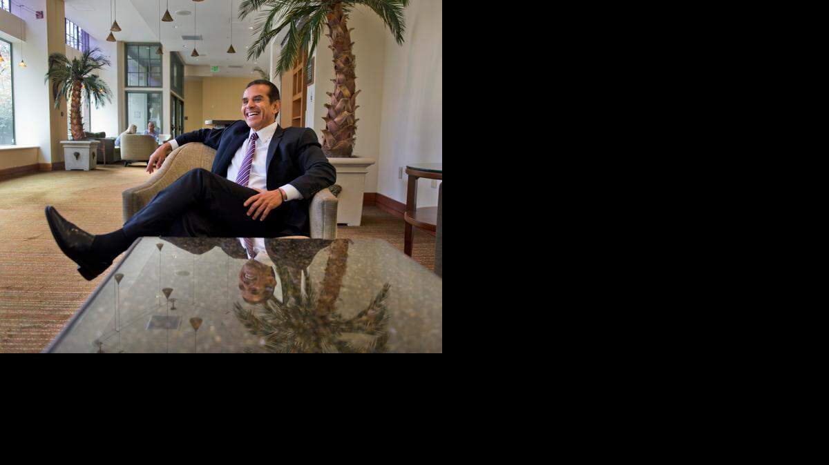 
Former Los Angeles Mayor Antonio Villaraigosa stops at the Sheraton Grand Sacramento Hotel.
