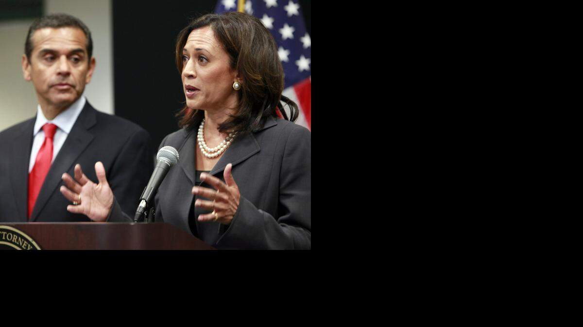 
Attorney General Kamala Harris, with then-Los Angeles Mayor Antonio Villaraigosa in 2011, could soon be competing with her onetime political ally if Villaraigosa also decides to run for the U.S. Senate.
