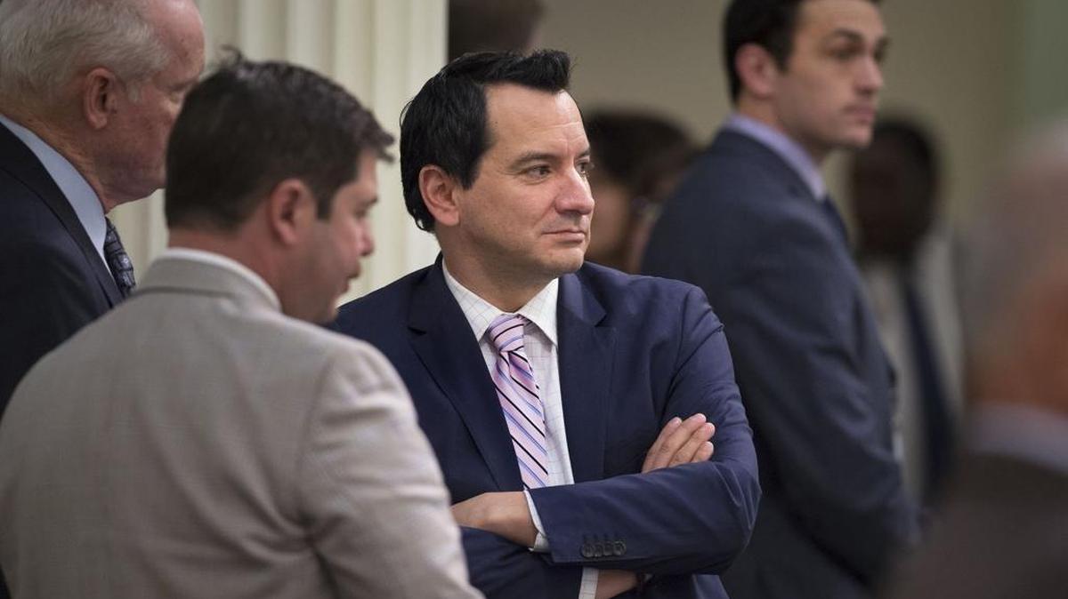 Assembly Speaker Anthony Rendon observes the activity on the Assembly floor on the first day back from holiday break on Jan. 4, 2017.