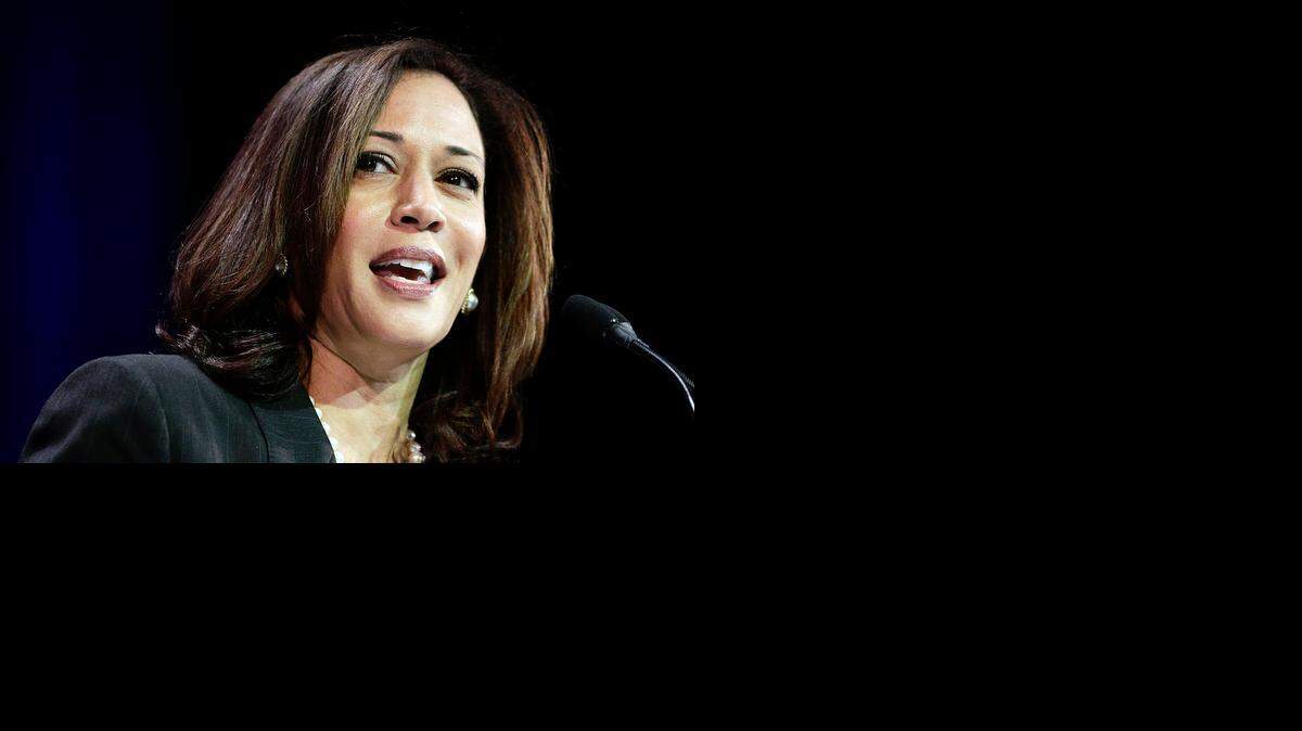 
California Attorney General Kamala Harris speaks during a general session at the California Democrats State Convention in Los Angeles in March 2014. Harris announced Tuesday that she will seek the U.S. Senate seat being vacated by Sen. Barbara Boxer.
