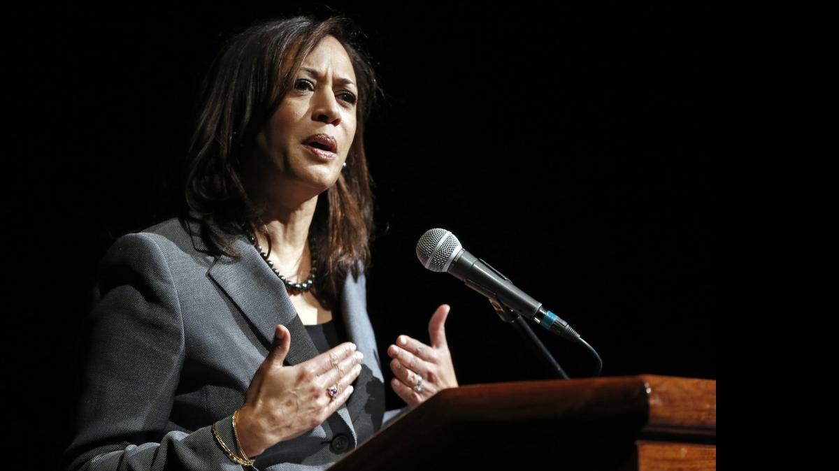 
California Atty. Gen. Kamala Harris speaks at the UCLA Law Review Symposium in Los Angeles.
