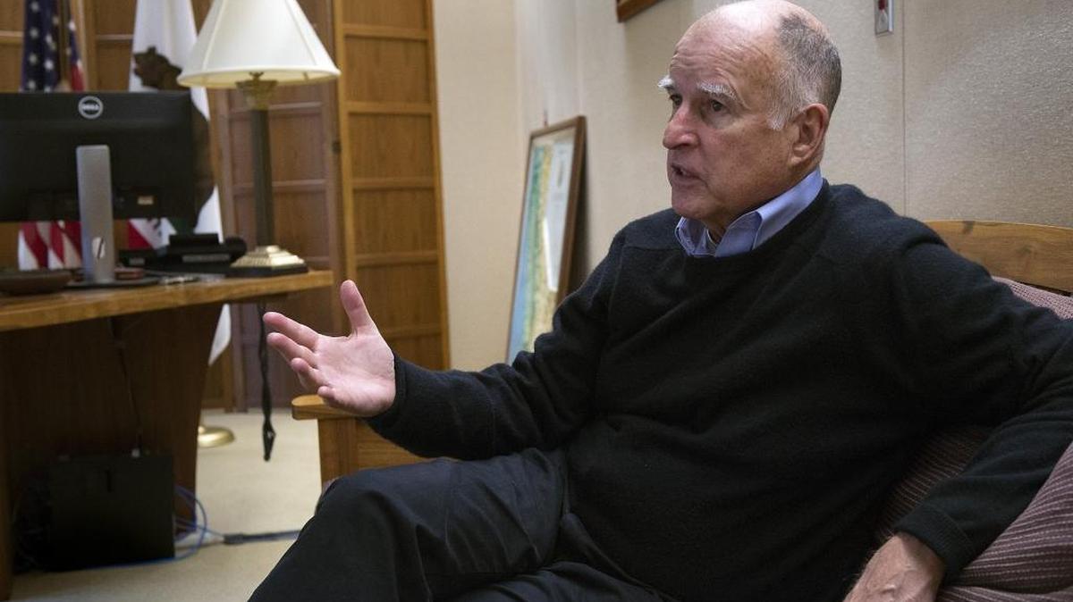California Gov. Jerry Brown is interviewed in the governor’s office in Sacramento on Tuesday, December 1, 2015.