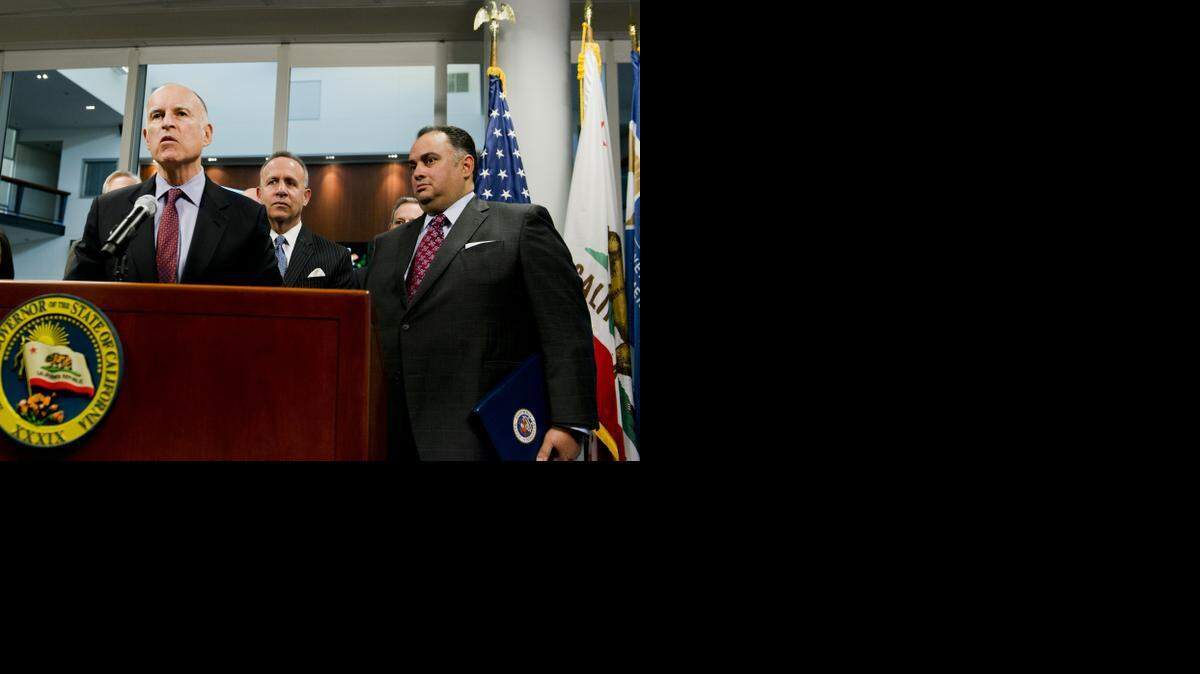 
Gov. Jerry Brown, has appointed former Assembly Speaker John A. Pérez, shown at right in February, to the University of California Board of Regents.

