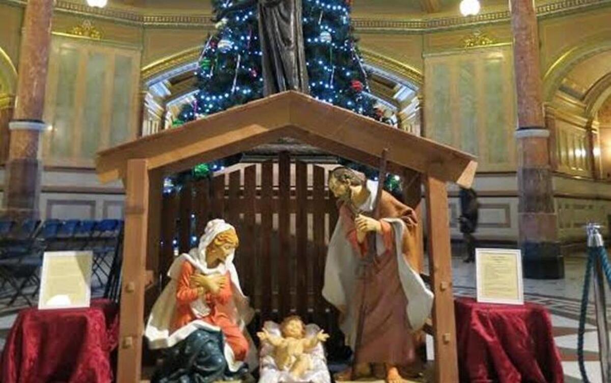 A nativity scene sponsored by the Thomas More Society at the Illinois State Capitol in Springfield, Ill.