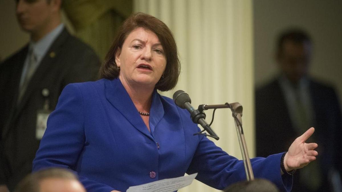 
Assembly Speaker Toni Atkins, D-San Diego attempts to gain support for drought relief on March 26, 2015. 
