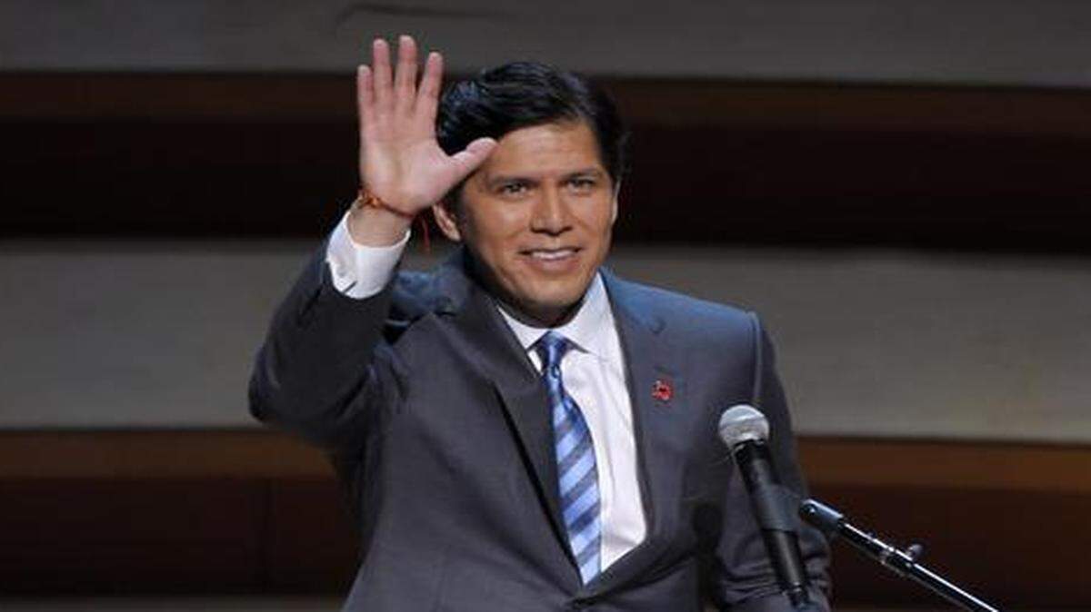 
California Senate leader Kevin de Leon at his swearing in ceremony this month in Los Angeles.
