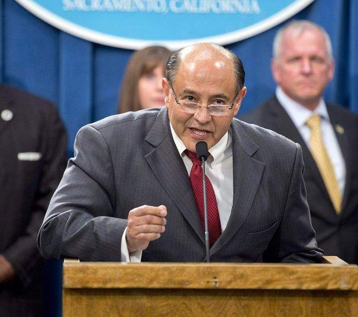 Former Sen. Lou Correa at a press conference at the Capitol on Feb. 19, 2013.