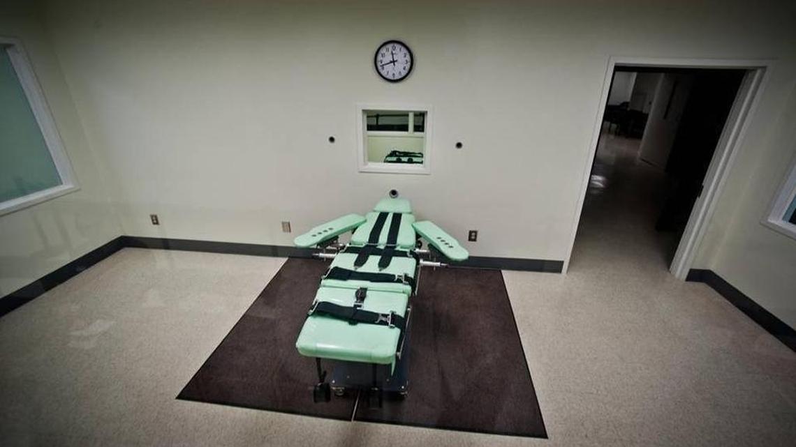 This Sept. 21, 2010, file photo shows the death chamber at San Quentin State Prison in San Quentin, Calif. California voters narrowly approved a ballot measure to speed up the death penalty process while rejecting a measure to repeal the death penalty.