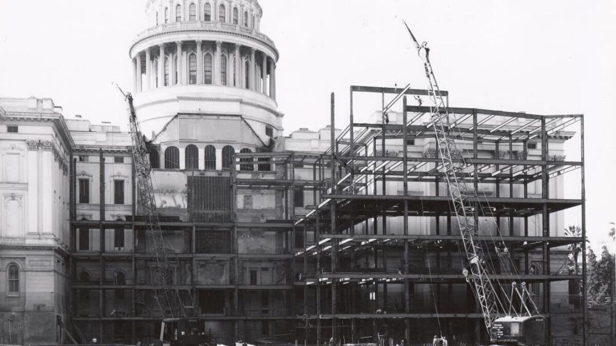 The Capitol annex was built when Earl Warren was governor in 1951. Lawmakers are deciding whether to renovate or rebuild the 65-year-old annex, whose problems range from lack of space to inadequate ventilation.