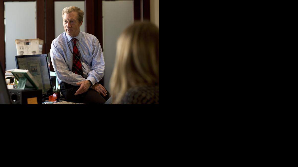 
Tom Steyer, a billionaire environmentalist weighing a run for U.S. Senate in California, in San Francisco, Feb. 13, 2014.
