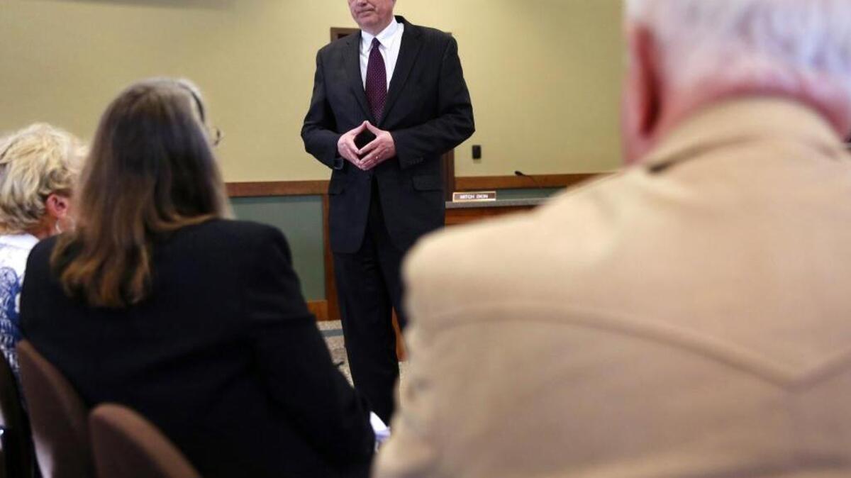 Rep. Tom McClintock, R-Elk Grove, speaks at a town hall meeting in San Andreas, Calif., on March 19, 2014.