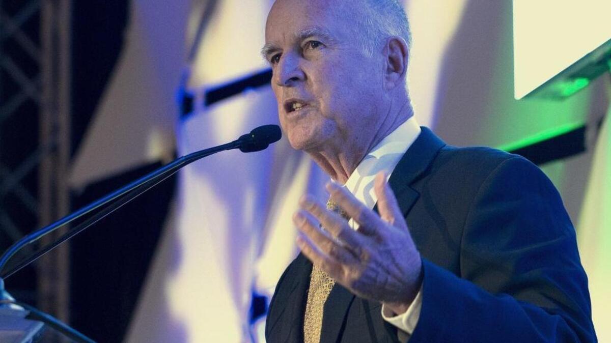 Gov. Jerry Brown, shown speaking at a September event in Sacramento, said Monday that FBI Director James Comey “should think of other work.”