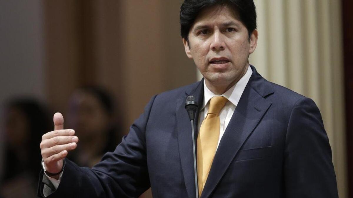 Senate President Pro Tem Kevin de León urges lawmakers to approve his gun-control bill, SB1235, on May 19, 2016.