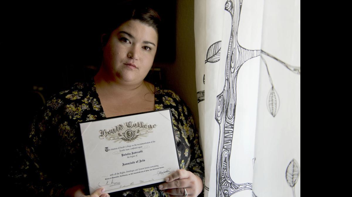 
Lia Andreotti, 26, was part of the attorney general's lawsuit against Corinthian Colleges, a big for-profit chain that recently closed.
