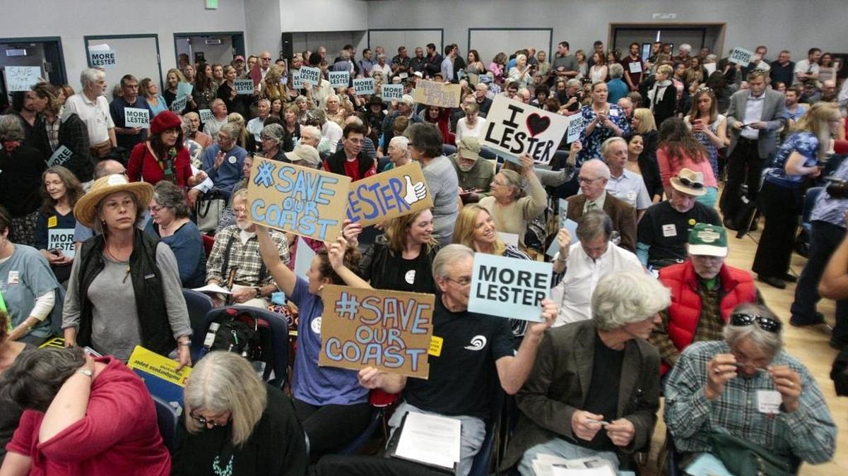Over 500 attended a California Coastal Commission meeting in Morro Bay in February to support Executive Director Charles Lester.