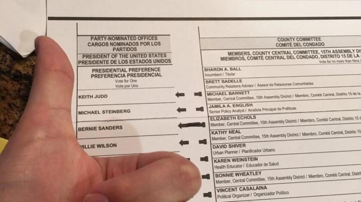Taylor Huckaby shows off his vote for the June 7, 2016, California primary election.