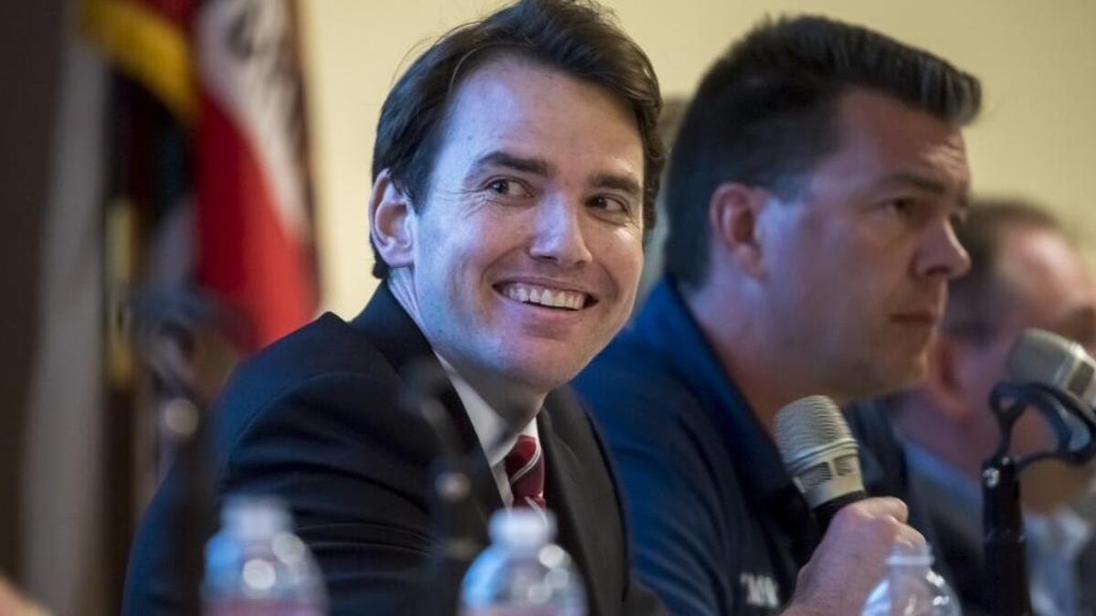 Candidate Kevin Kiley talks to the crowd during the 6th Assembly District Republican debate at the Timbercreek Lodge in Sun City on May 9, 2016.