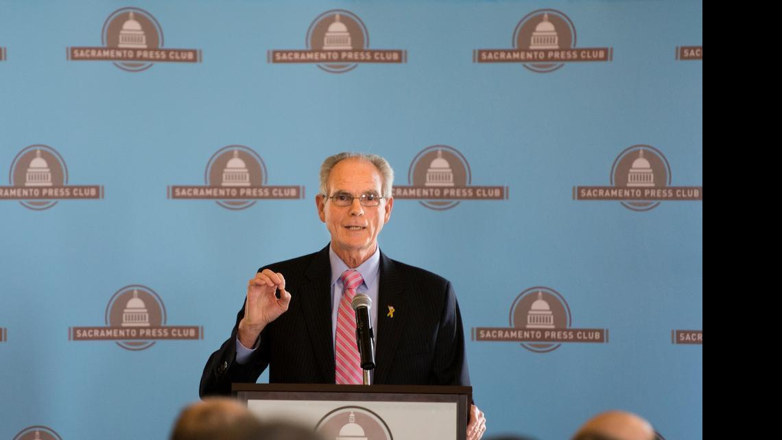 
Chuck Reed, then mayor of San Jose, talks to the Sacramento Press Club during its April 2014 luncheon about his failed effort to put a public pension reform measure on the ballot.
