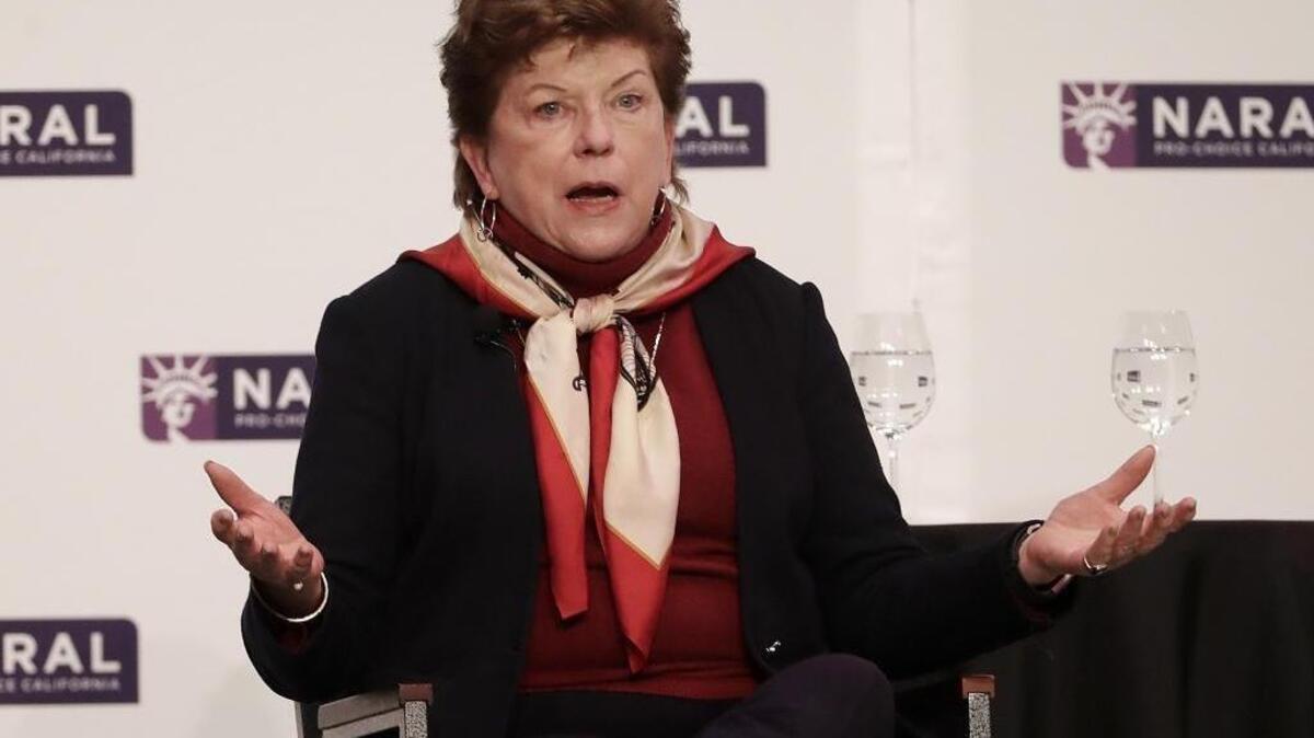 Democratic Delaine Eastin speaks at a NARAL Pro-Choice California event in San Francisco, on Tuesday.