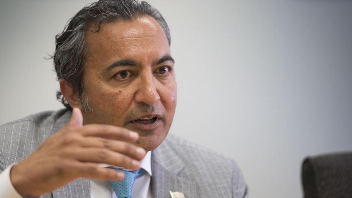 Rep. Ami Bera, D-Elk Grove, meets with Editorial Board members at the Sacramento Bee on June 1. The California Labor Federation, which has backed Bera in past elections, made no endorsement recommendation for Bera’s re-election.