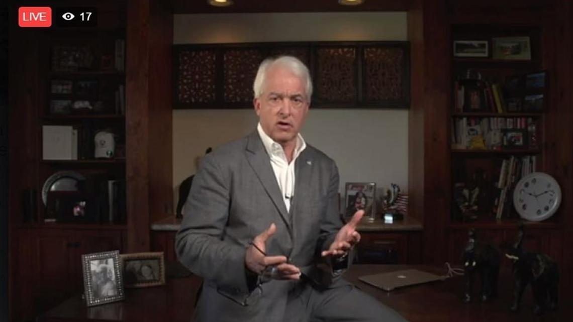Republican John Cox announces his run for California governor on Facebook live on March 7, 2017.