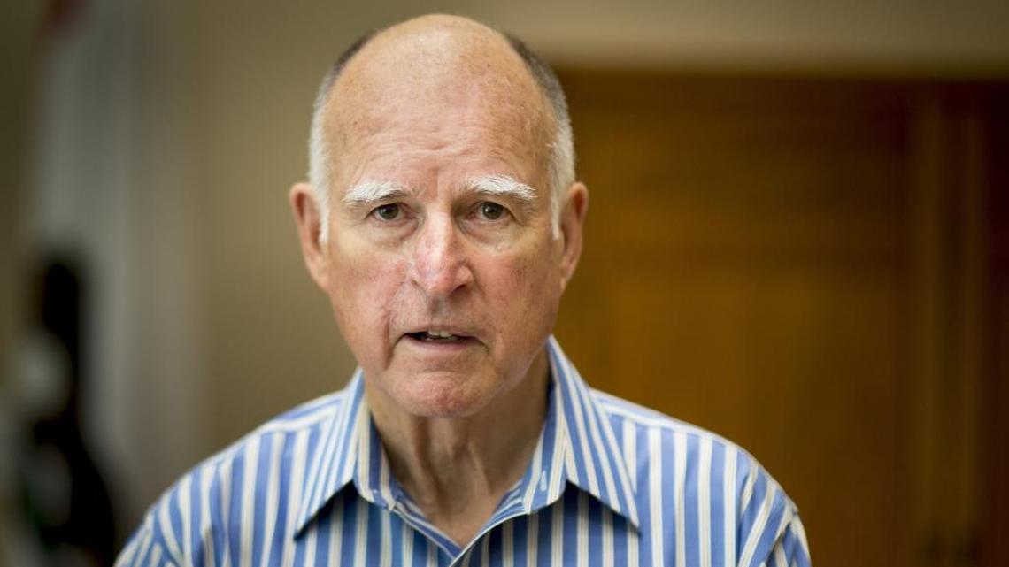 Gov. Jerry Brown speaks in his office at the Capitol on June 30.