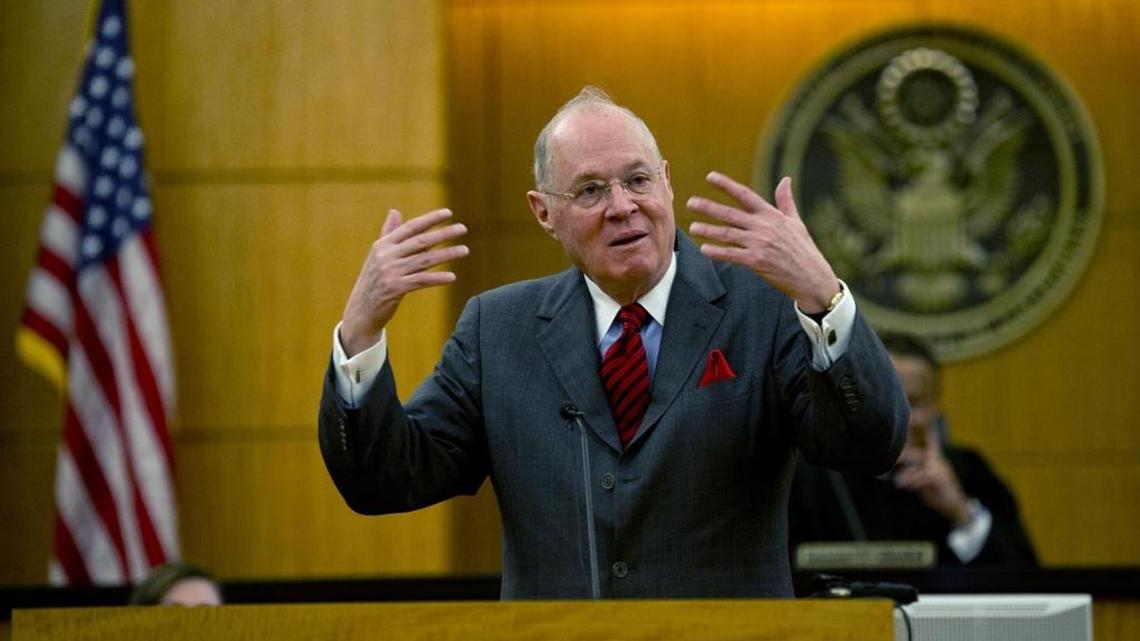 U.S. Supreme Court Justice Anthony M. Kennedy speaks to students from McClatchy High School at the Sacramento Federal Courthouse on March 6, 2013.