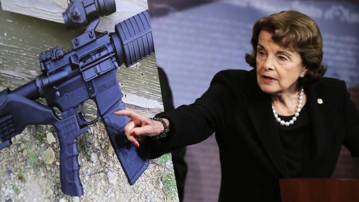 In this Wednesday, Oct. 4, 2017, file photo, Sen. Dianne Feinstein, D-Calif., speaks during a news conference about gun legislation on Capitol Hill in Washington.