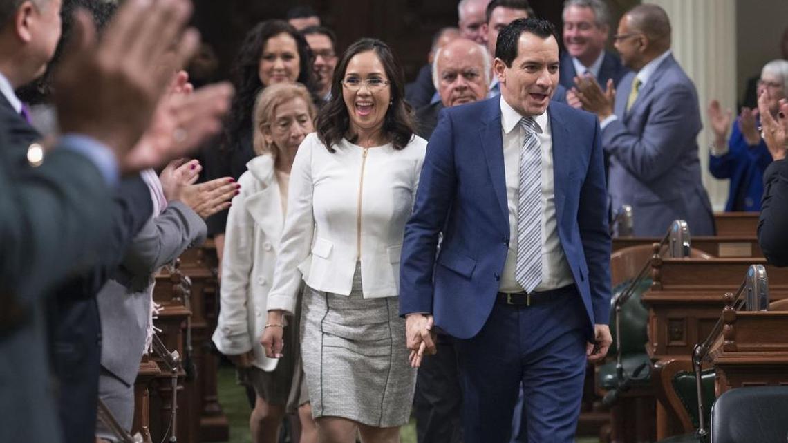 Anthony Rendon, D-Lakewood, before he is sworn in as the new Assembly speaker on March 7, 2016 in Sacramento.