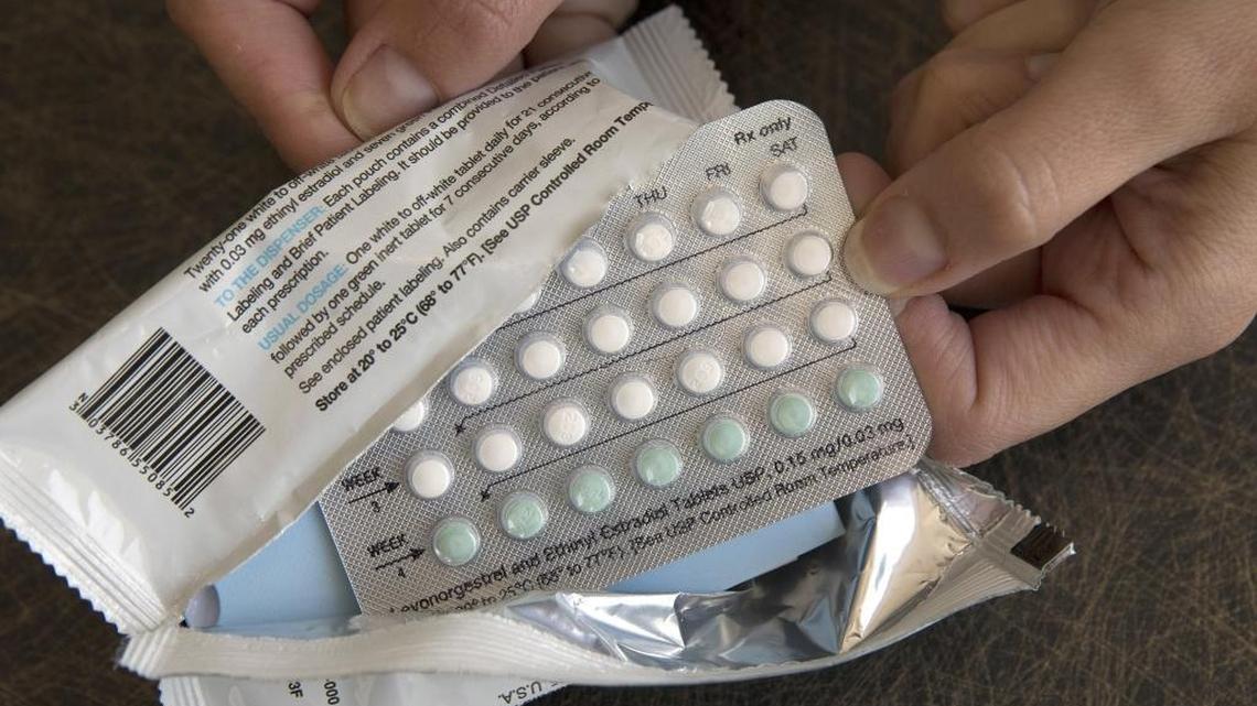 A one-month dosage of hormonal birth control pills is displayed on Aug. 26, 2016.