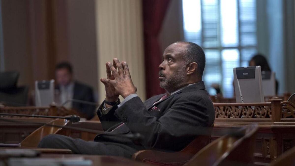 Former Sen. Rod Wright, D-Inglewood, attends a Senate session on the first day after Senate President Pro Tem Darrell Steinberg, D-Sacramento, announced he was removing him from a leadership position after he was found guilty of eight felonies relating to living outside his district.