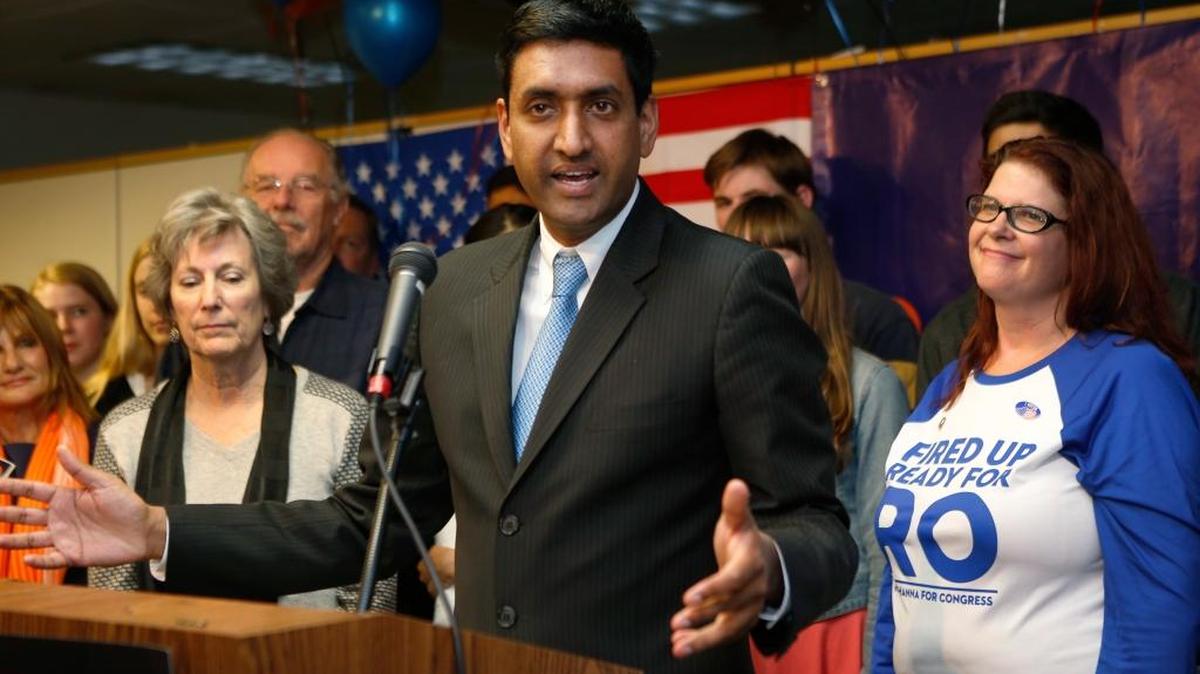 
Ro Khanna greets supporters at his campaign headquarters in Santa Clara on Nov. 4, 2014.
