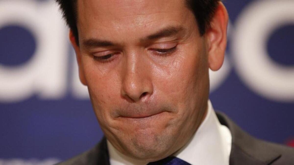 Republican presidential candidate Sen. Marco Rubio, R-Fla., ends his campaign for the Republican nomination after a tough loss in his home state of Florida.
