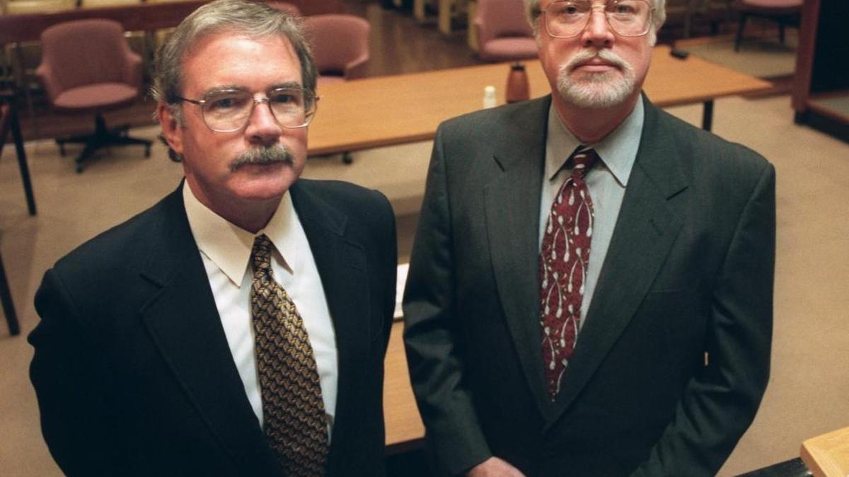 John Sullivan, president of Association for California Tort Reform, left, and Joseph Harbison, Consumer Attorneys of California board member, were rivals in the legislative arena but posed for this picture in 1998 to illustrate a Sacramento Bee article.