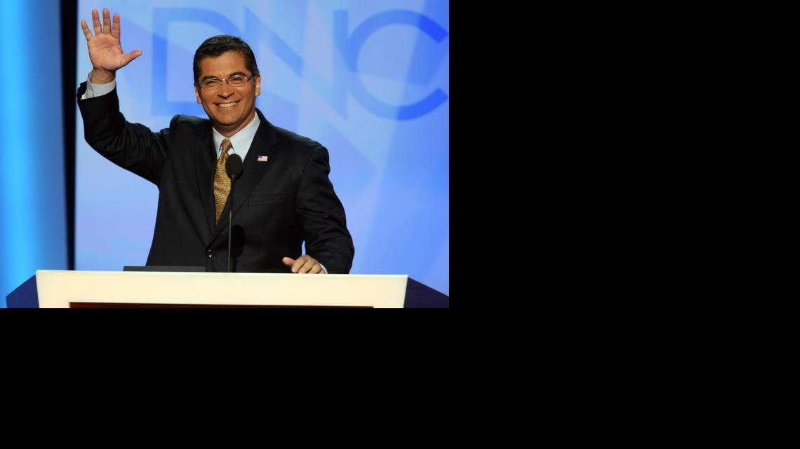 
Rep. Xavier Becerra (D-CA) addresses the Democratic National Convention in 2008. 
