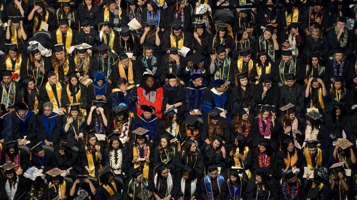 Sacramento State graduates during the graduation ceremony at Sleep Train Arena on Dec. 16, 2016.