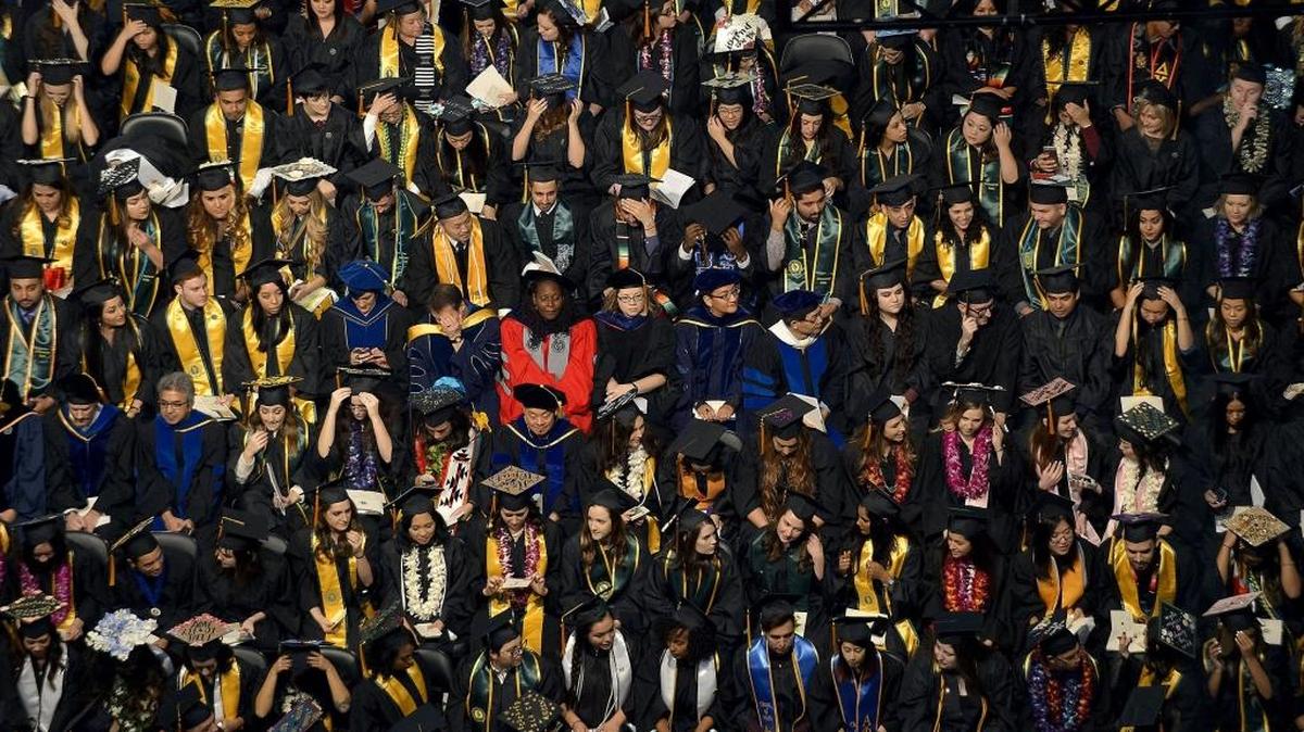 Sacramento State graduates during the graduation ceremony at Sleep Train Arena on Dec. 16, 2016.