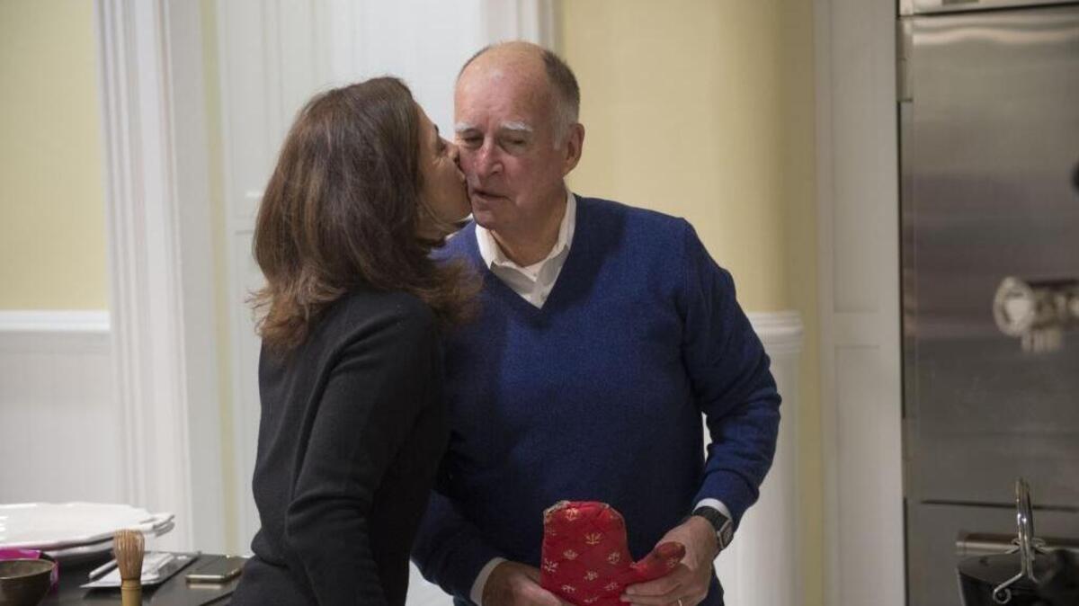 Gov. Jerry Brown and First Lady Anne Gust Brown host Christmas dinner at the Governor’s Mansion for about 30 family and friends in 2015.