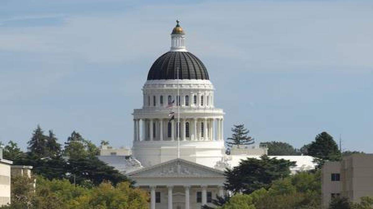 
A view of the California State Capitol building from the Tower Bridge.
