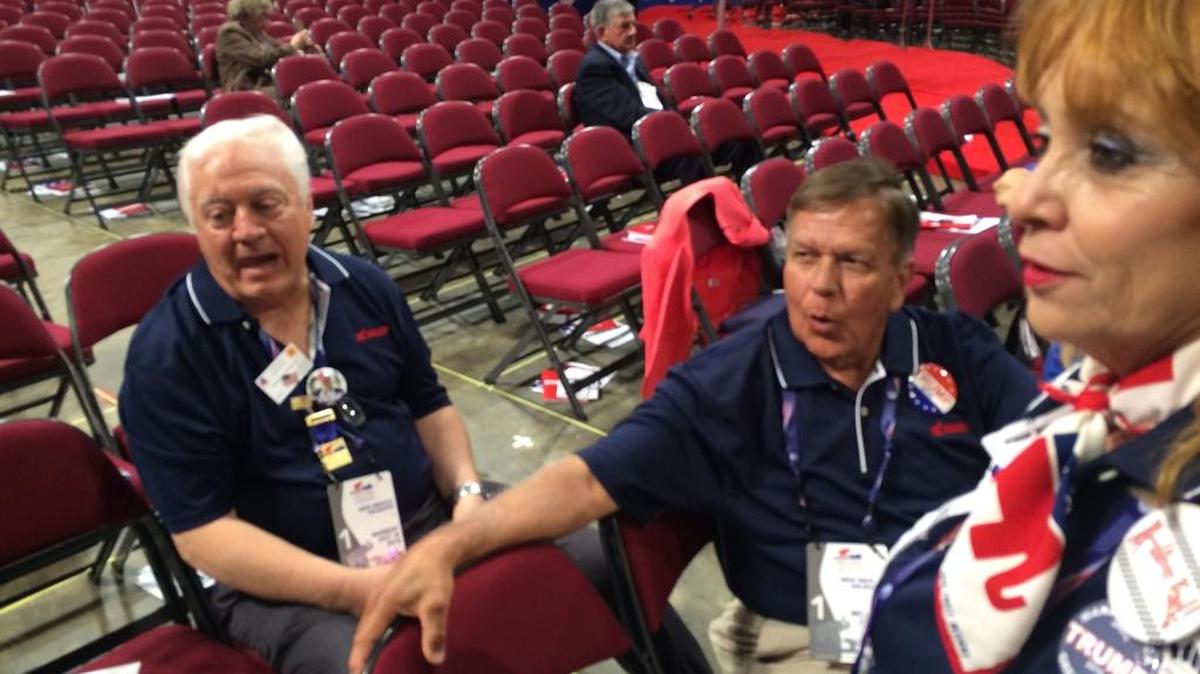 New Mexico delegates to the Republican National Convention relax during a break at the convention in Cleveland on July 18, 2016.